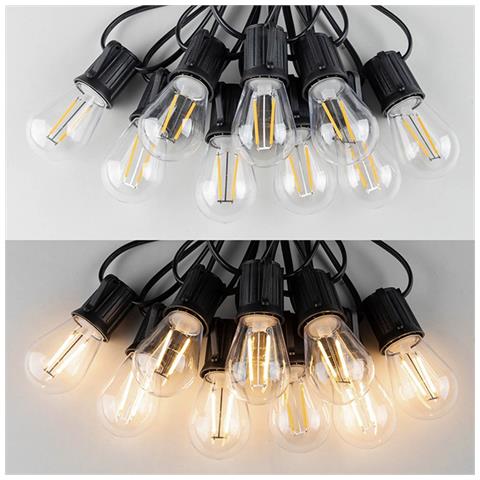 Catena Luminosa Decorativa A Led Da 15m 1w - Lampadine Trasparenti, Spina Ue - Perfetta Per Ambienti Esterni - Foto 2