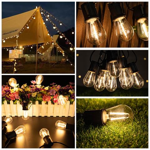 Catena Luminosa Decorativa A Led Da 15m 1w - Lampadine Trasparenti, Spina Ue - Perfetta Per Ambienti Esterni - Foto 6