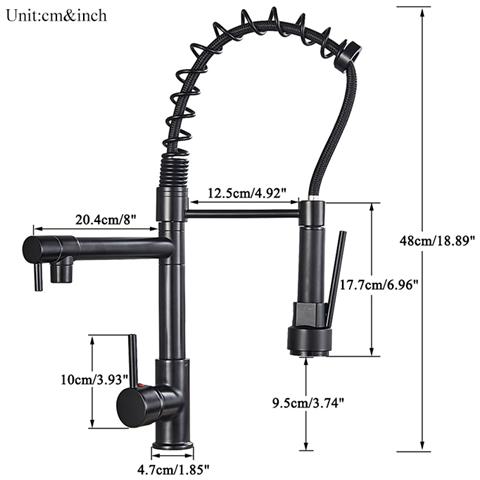 Miscelatore per lavello da cucina, Blackswan, tipo M110 con 2 modalità, nero opaco, 48 cm - Foto 4