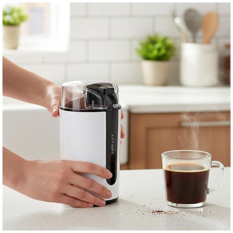 Macinacaffè Elettrico Da 200 W, Capacità 75 G, Nero / Bianco - Foto 2