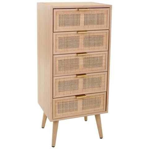 Cassettiera Alta In Mdf E Griglia, Marrone, 42x36,5x100,5 - Foto 1