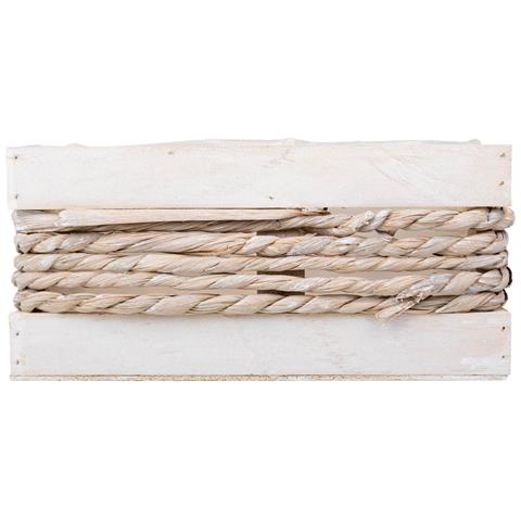 Cesto In Legno E Corda Bianco 25x15x11/20h - Foto 2