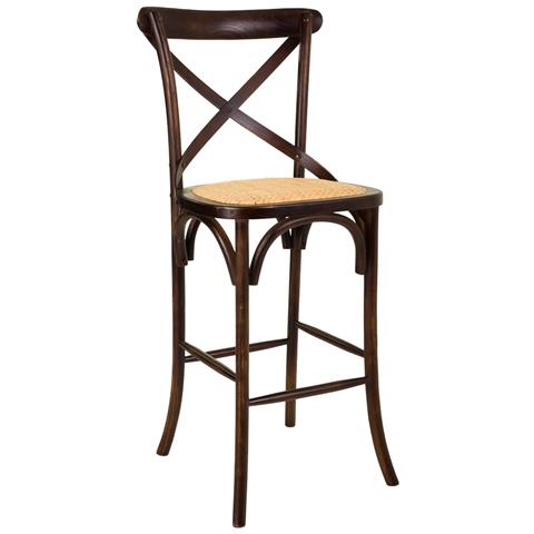 Sgabello In Legno E Seduta In Rattan Marrone 45x53x75/116h - Foto 1