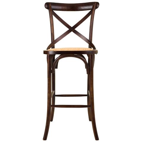 Sgabello In Legno E Seduta In Rattan Marrone 45x53x75/116h - Foto 2