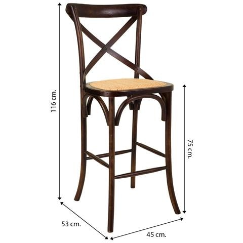 Sgabello In Legno E Seduta In Rattan Marrone 45x53x75/116h - Foto 8