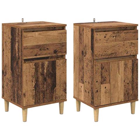 Armadio da Notte 2 pcs Legno vecchio 40 x 35 x 70 cm - Foto 1