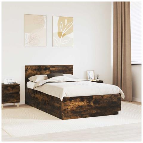 Struttura del letto Rovere fumé 120 x 200 cm Legno multistrato - Foto 2