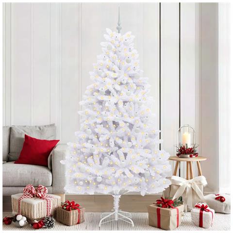 Albero di Natale Artificiale con Rami Pieghevoli Bianco 210 cm - Foto 2