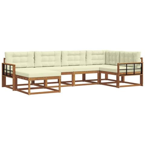 Set di divani da esterno con cuscino 6 pcs Naturale e Crema - Foto 1