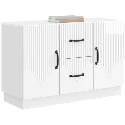 Credenza Bianco Lucido 89 x 34,5 x 57 cm Legno ingegnerizzato - Foto 2