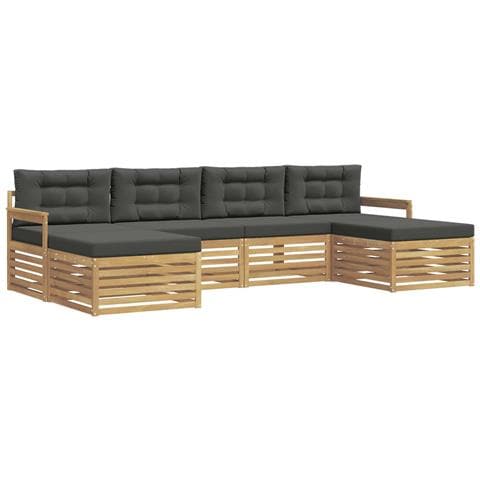 Set divani 6 pcs Bianco e Antracite Legno di Acacia Massello - Foto 1