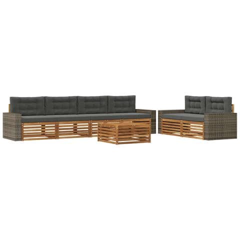 Set di divani da esterno 7 pcs Naturale e Antracite Poliestere - Foto 1
