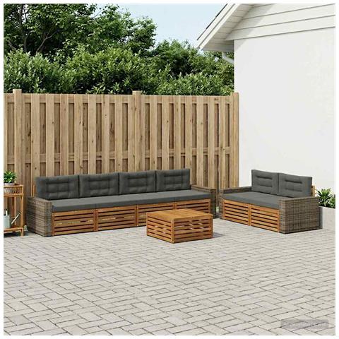 Set di divani da esterno 7 pcs Naturale e Antracite Poliestere - Foto 2
