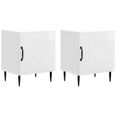 Armadio da Notte 2 pcs Bianco Lucido 43 x 34,5 x 50 cm - Foto 1