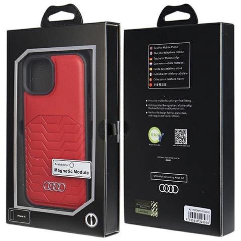Custodia In Pelle Sintetica Audi Con Magsafe, Per Iphone 15 / 14 / 13 - Rossa - Foto 5