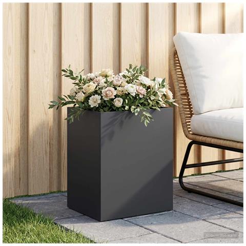 Vaso da giardino Nero 40 x 30 x 40 cm Acciaio laminato a freddo - Foto 2