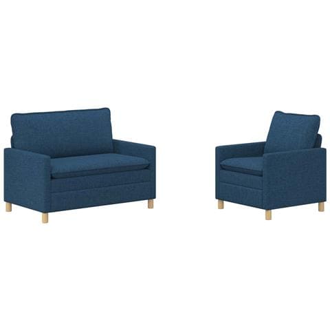 Set di divani 2 pz Blu Tessuto - Foto 1