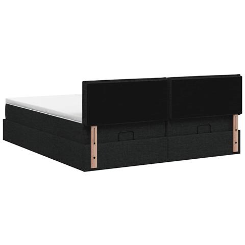 Letto ottomano con materasso con testiera 2 pz Nero Tessuto - Foto 9