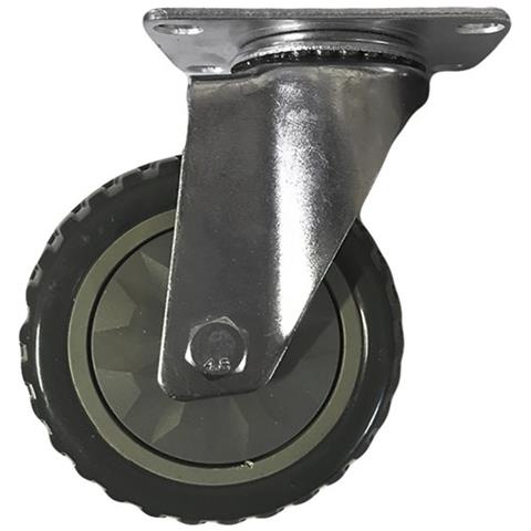 4 Ruote In Poliuretano 100 Mm Industriali Con Piastra Girevole Per Carrelli Grip Grigia - Foto 1