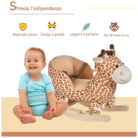 Dondolo In Legno Giraffa Per Bambini In Morbido Peluche Con Suoni - Foto 2