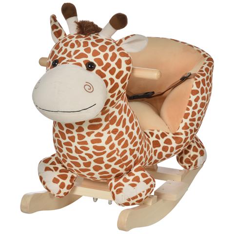 Dondolo In Legno Giraffa Per Bambini In Morbido Peluche Con Suoni - Foto 1