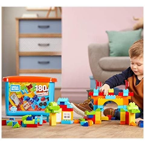 Mega Bloks Junior Costruttori, Secchiello Con 180 Pezzi, Compatibile Con Tutte Le Marche, Giocattolo Per Bambini 2+ Anni, Gjd22 - Foto 2
