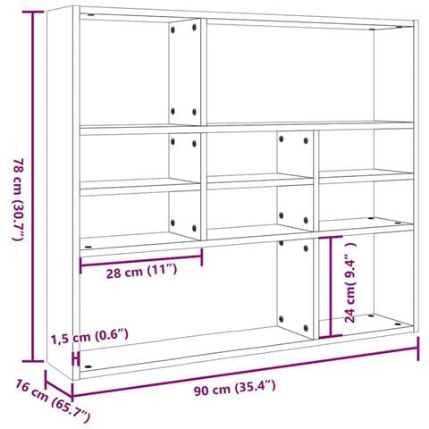 Scaffale a Parete Grigio Cemento 90x16x78 cm Legno Multistrato - Foto 2