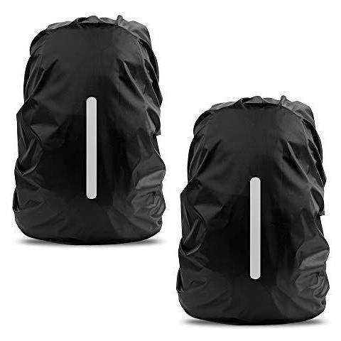 Copertura Antipioggia Impermeabile 2pcs Per Lo Zaino Riflettente Antipioggia Protector Anti-polvere E Anti-furto M 26l-40l Nero - Foto 1