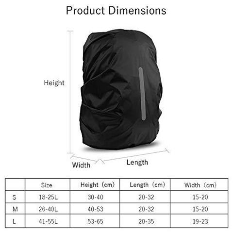 Copertura Antipioggia Impermeabile 2pcs Per Lo Zaino Riflettente Antipioggia Protector Anti-polvere E Anti-furto M 26l-40l Nero - Foto 2