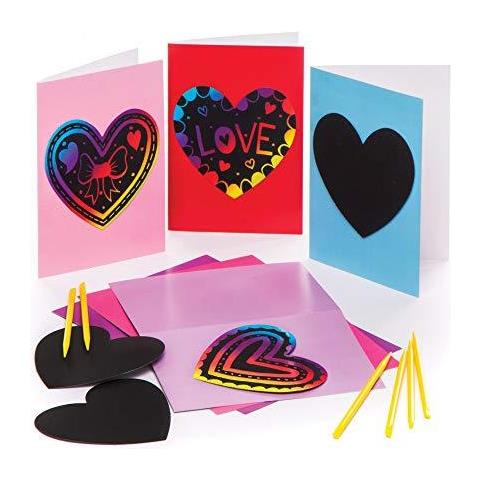 Aw163 Cuore Scratch Art Biglietti Dauguri - Confezione Da 6 Per I Bambini A Fare Personalizzare E Il Giorno Di Di Regalo Per Mamma San Valentino - Foto 1
