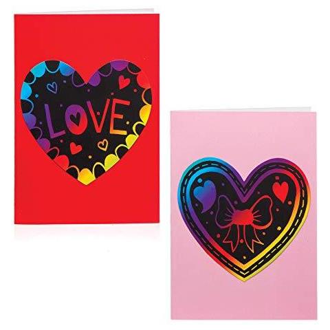 Aw163 Cuore Scratch Art Biglietti Dauguri - Confezione Da 6 Per I Bambini A Fare Personalizzare E Il Giorno Di Di Regalo Per Mamma San Valentino - Foto 3