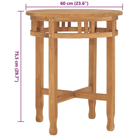 Tavolo da Bistrot diametro 60x75,5 cm in Legno Massello di Teak - Foto 6