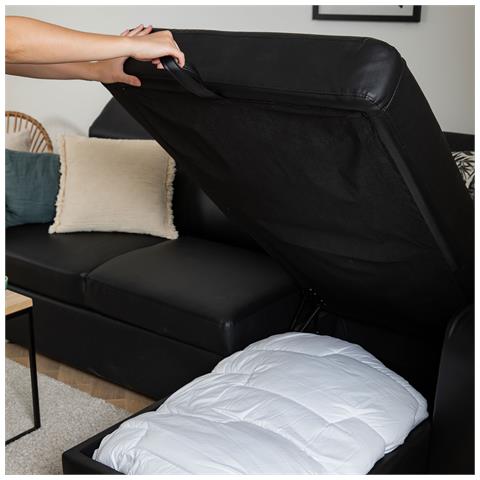 Divano Letto Angolare Warren A 3 Posti In Similpelle Nera - Foto 14