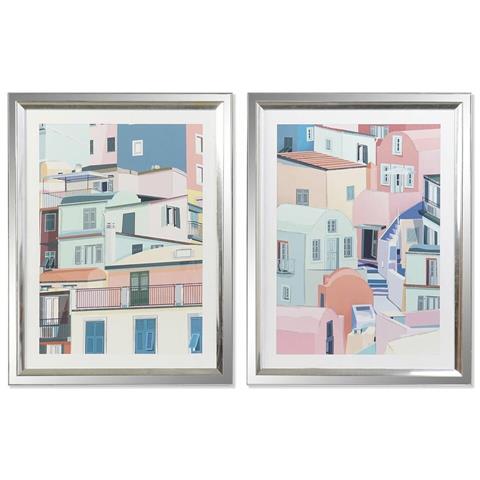 Quadro Dkd Home Decor 69 X 3 X 89 Cm Case Città (2 Unità) - Foto 1