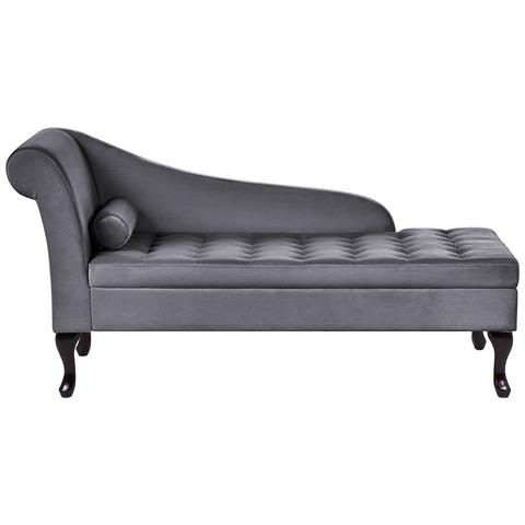 Chaise Longue Versione Sinistra Pessac Velluto Grigio Scuro Con Contenitore - Foto 2