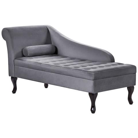 Chaise Longue Versione Sinistra Pessac Velluto Grigio Scuro Con Contenitore - Foto 7