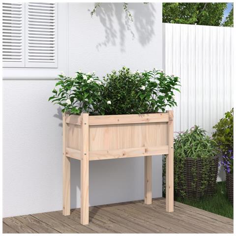Fioriera Da Giardino Con Gambe 70x31x70 Cm Legno Massello Pino - Foto 1