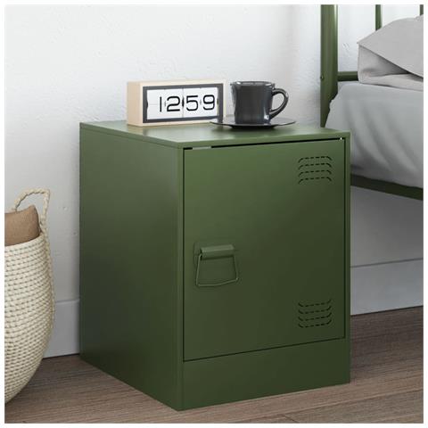 Comodino Verde Oliva 34,5x39x44 cm in Acciaio - Foto 2