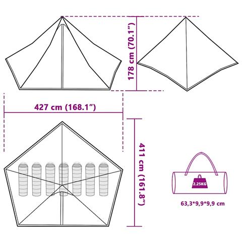 Tenda Familiare Tipi Per 7 Persone Blu Impermeabile - Foto 10