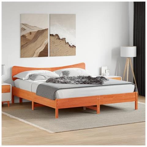 Giroletto Senza Materasso Marrone Cera 180x200 Cm Legno Di Pino - Foto 1