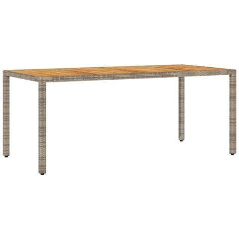 Tavolo Giardino Piano Legno Acacia Grigio 190x90x75 Polyrattan - Foto 2