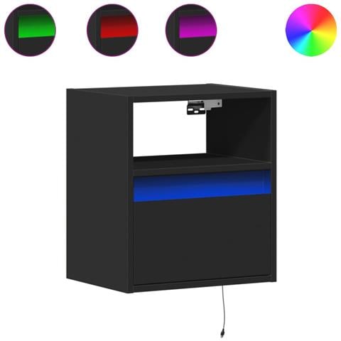 Mobili TV a Parete con Luci LED 2pz Neri 41x31x45 cm - Foto 1