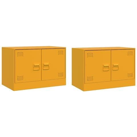 Mobili Tv 2 Pz Giallo Senape 67x39x44 Cm In Acciaio - Foto 2