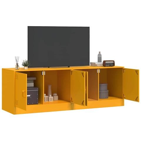 Mobili Tv 2 Pz Giallo Senape 67x39x44 Cm In Acciaio - Foto 3