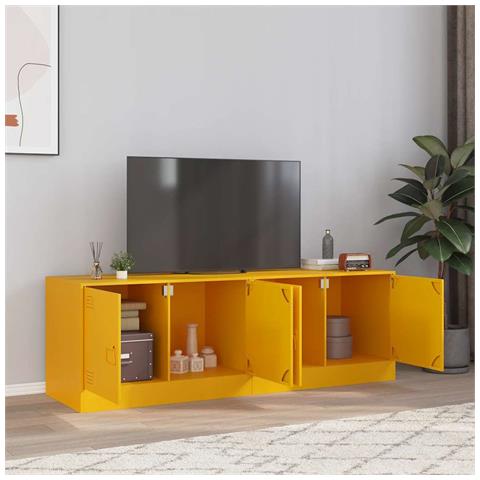 Mobili Tv 2 Pz Giallo Senape 67x39x44 Cm In Acciaio - Foto 1