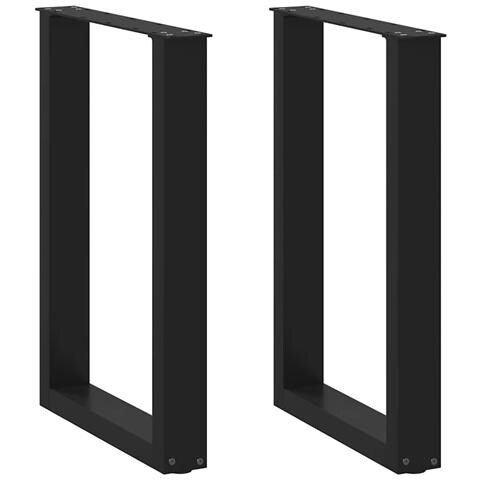 Gambe Tavolo Pranzo A Forma U 2 Pz Nero 50x(72-73) Cm Acciaio - Foto 1
