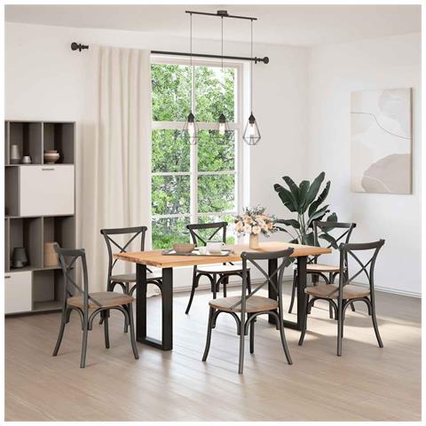 Gambe Tavolo Pranzo A Forma U 2 Pz Nero 50x(72-73) Cm Acciaio - Foto 2