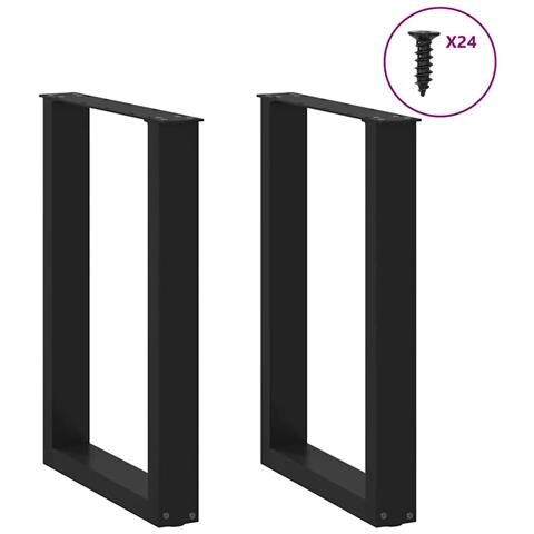 Gambe Tavolo Pranzo A Forma U 2 Pz Nero 50x(72-73) Cm Acciaio - Foto 3