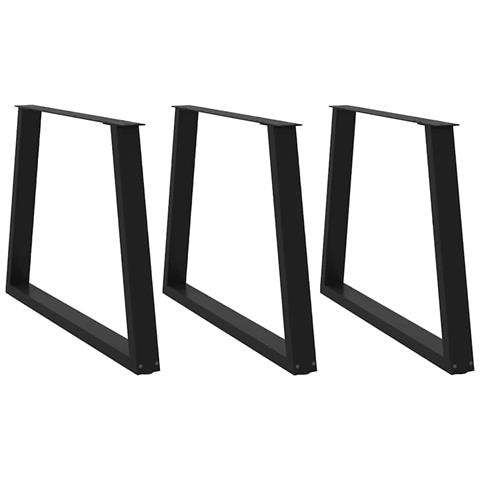 Gambe Per Tavolo Da Pranzo A V 3pz Nero 100x(72-73,3)cm Acciaio - Foto 1