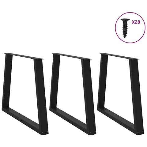 Gambe Per Tavolo Da Pranzo A V 3pz Nero 100x(72-73,3)cm Acciaio - Foto 3